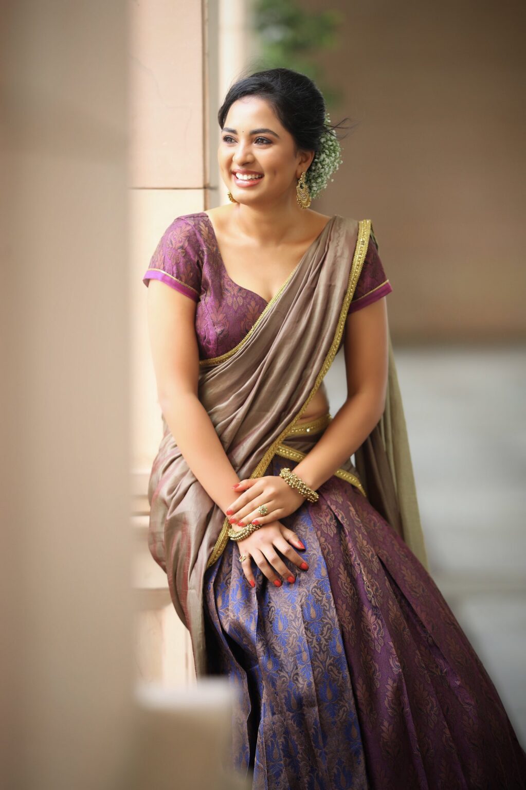 Srushti Dange in half saree photos - South Indian Actress