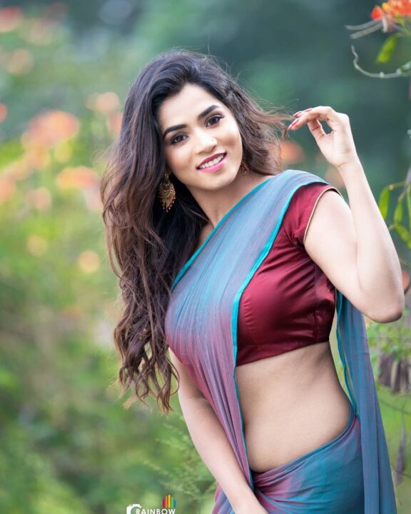 Viranika Shetty hot photoshoot stills in saree