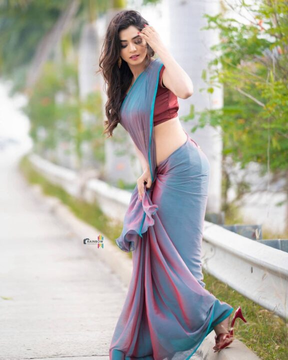 Viranika Shetty hot photoshoot stills in saree