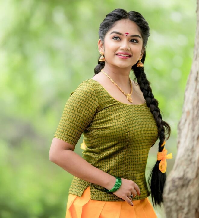 Preethi Sharma in traditional pavadai sattai