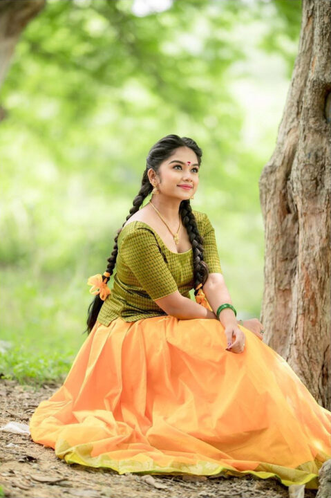 Preethi Sharma in traditional pavadai sattai