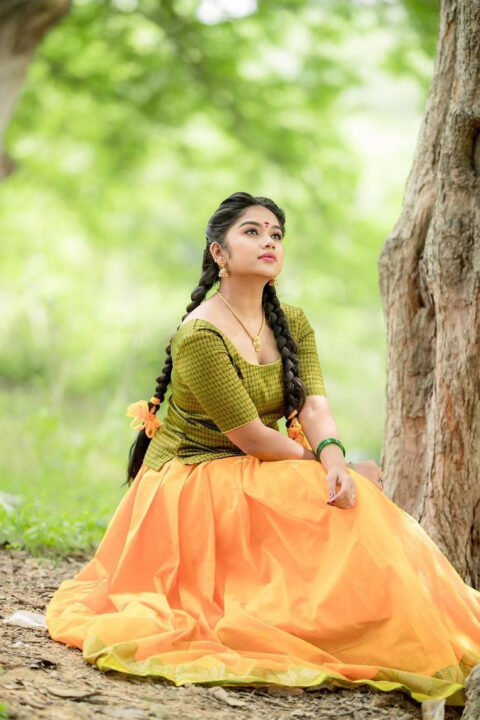 Preethi Sharma in traditional pavadai sattai