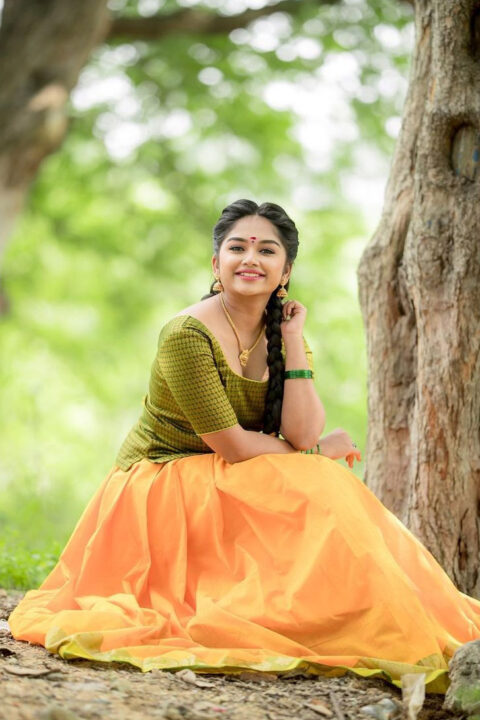 Preethi Sharma in traditional pavadai sattai