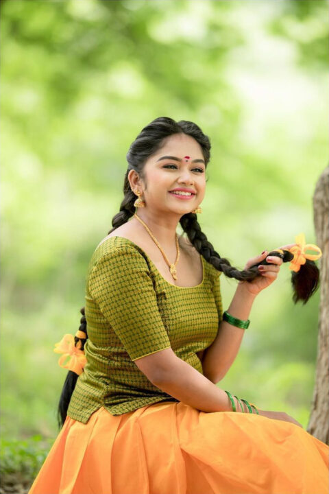 Preethi Sharma in traditional pavadai sattai