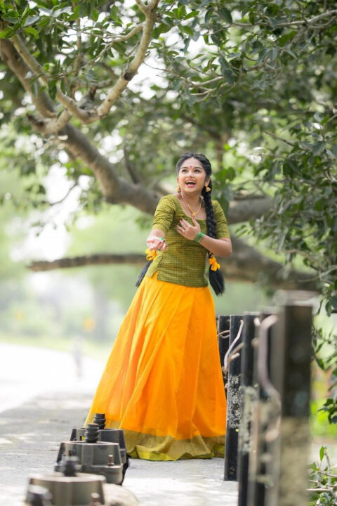 Preethi Sharma in traditional pavadai sattai