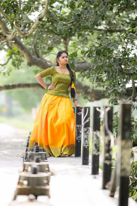 Preethi Sharma in traditional pavadai sattai