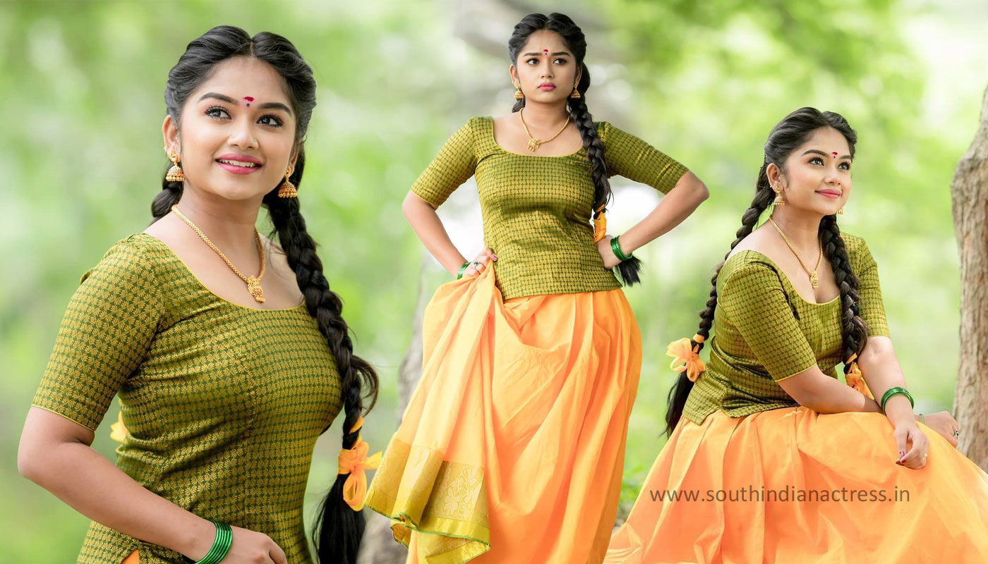 Preethi Sharma in traditional pavadai sattai