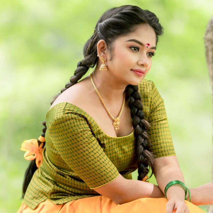 Preethi Sharma in traditional pavadai sattai