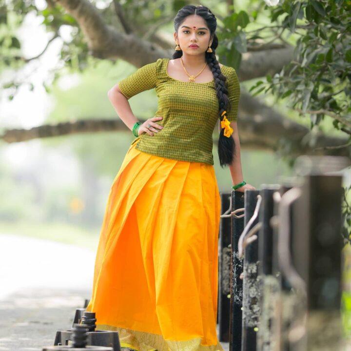 Preethi Sharma in traditional pavadai sattai