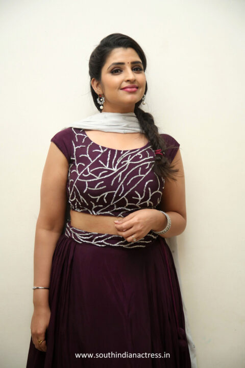 Anchor Syamala in lehenga stills at Ram Charan Birthday