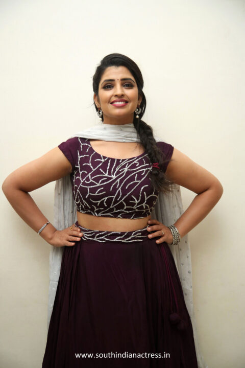 Anchor Syamala in lehenga stills at Ram Charan Birthday