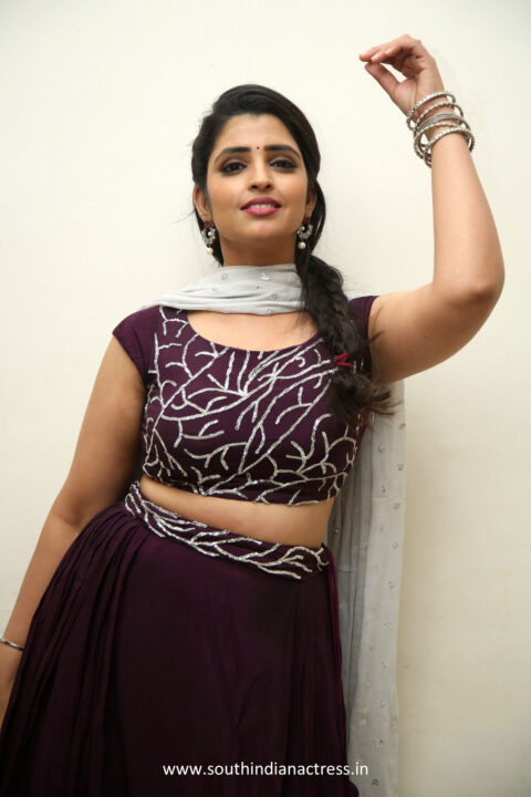 Anchor Syamala in lehenga stills at Ram Charan Birthday