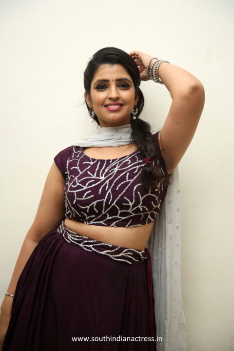 Anchor Syamala in lehenga stills at Ram Charan Birthday