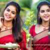 Chaitra Reddy in maroon silk saree photos