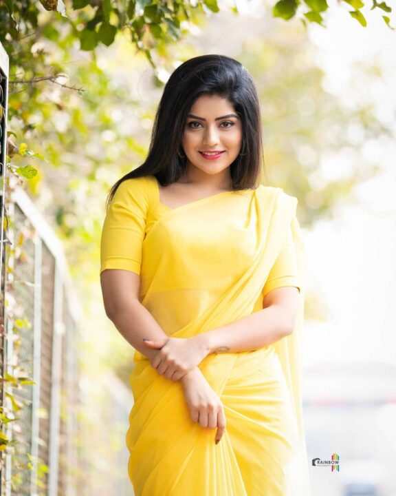 Megha Shetty in yellow saree photoshoot