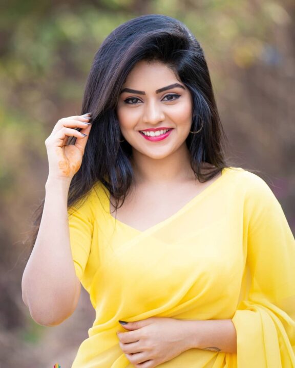 Megha Shetty in yellow saree photoshoot