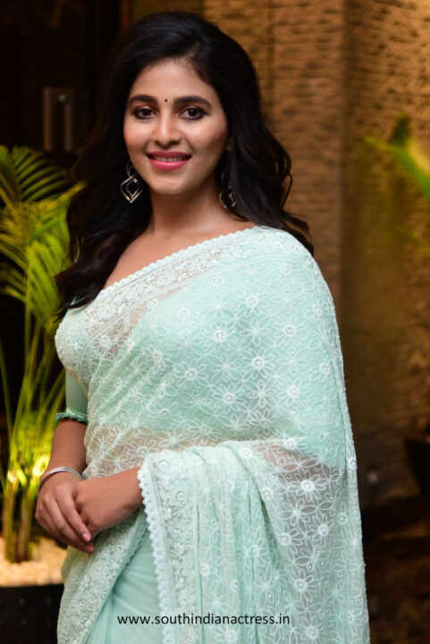 Anjali in saree stills at Vakeel Saab Maguva Nee Vijayam Event