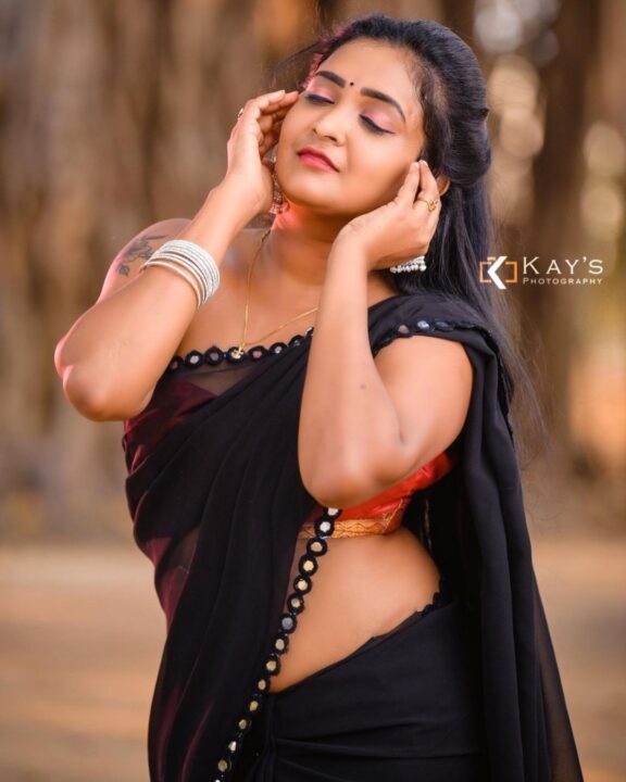 Fatima Mary photoshoot stills in black saree