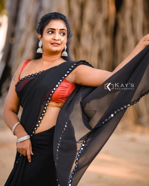 Fatima Mary photoshoot stills in black saree