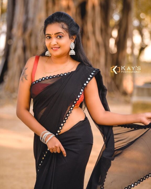 Fatima Mary photoshoot stills in black saree