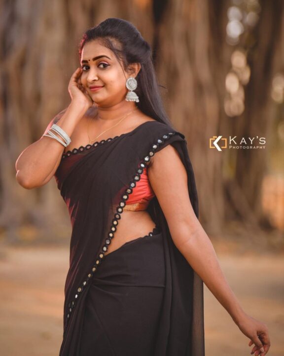 Fatima Mary photoshoot stills in black saree