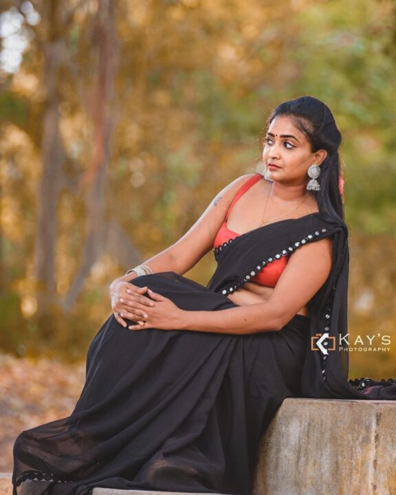Fatima Mary photoshoot stills in black saree