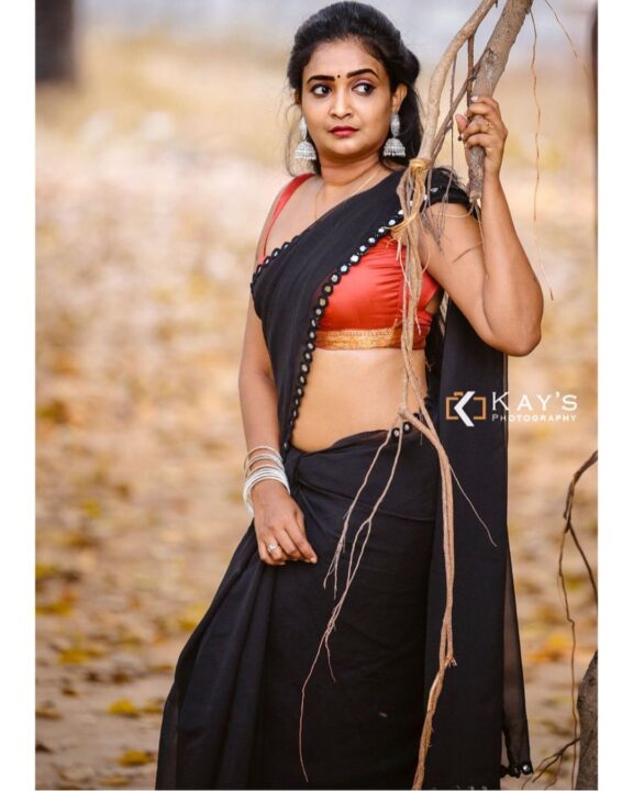 Fatima Mary photoshoot stills in black saree