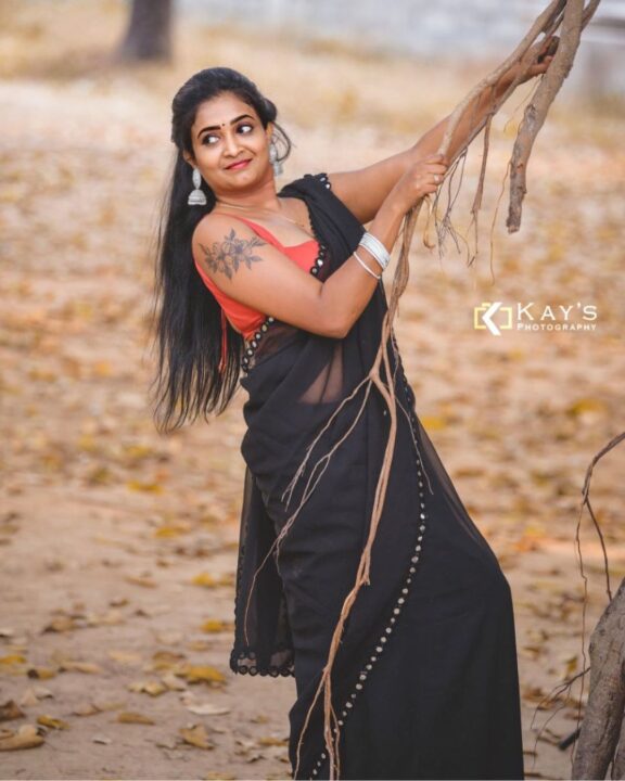 Fatima Mary photoshoot stills in black saree