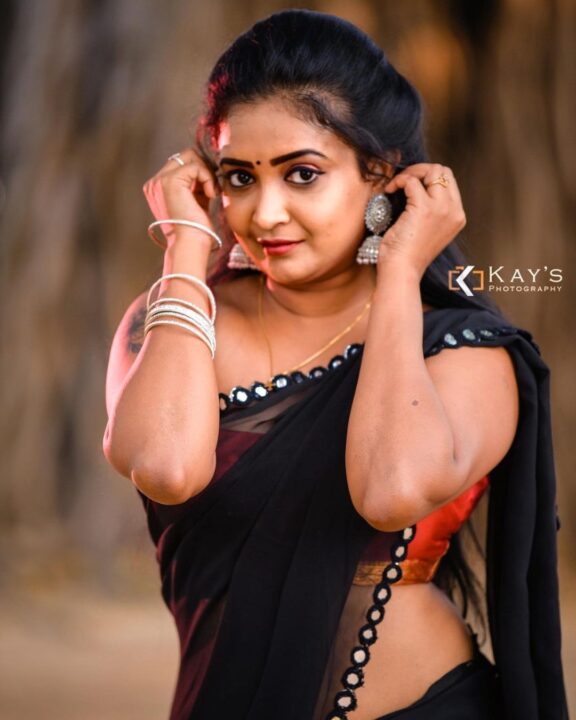 Fatima Mary photoshoot stills in black saree