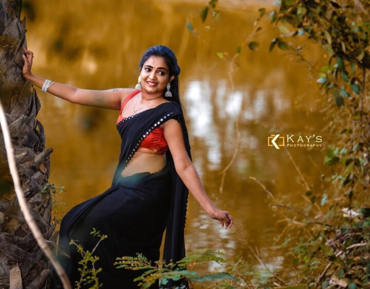 Fatima Mary photoshoot stills in black saree