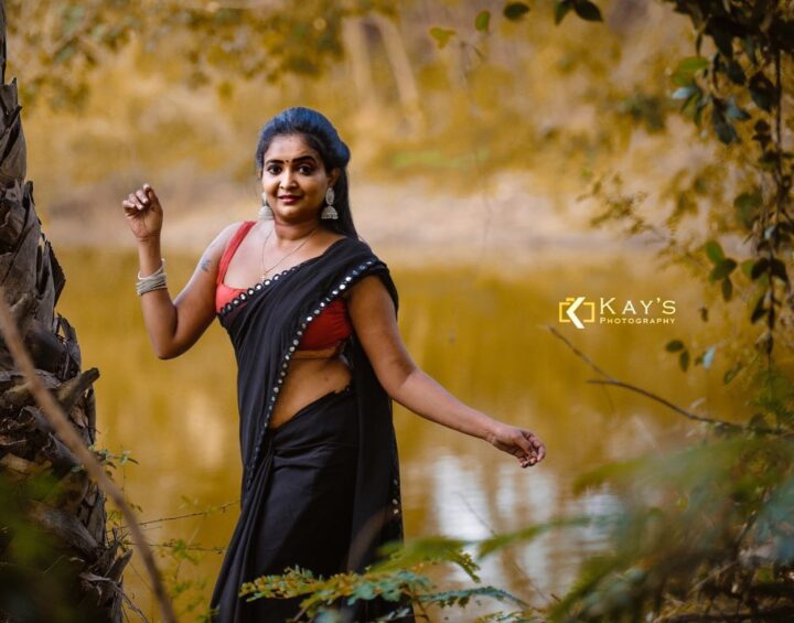 Fatima Mary photoshoot stills in black saree