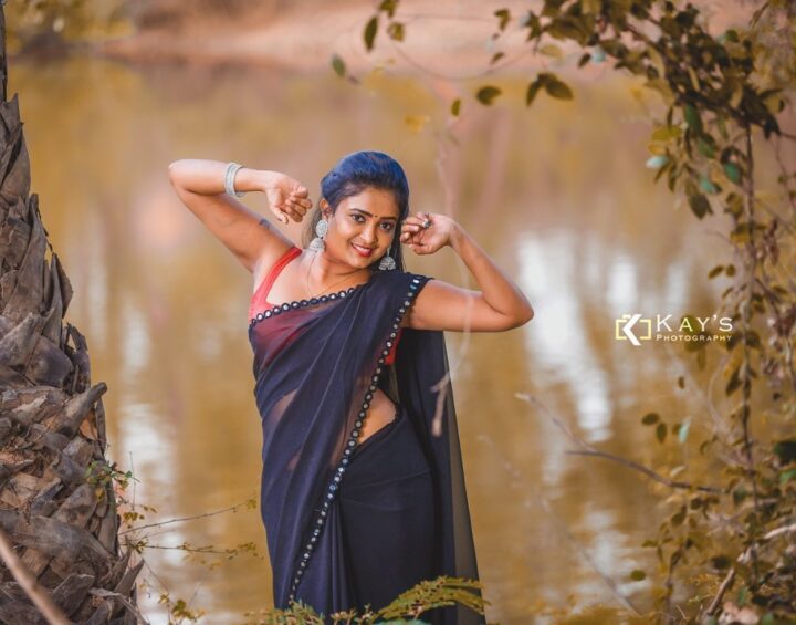 Fatima Mary photoshoot stills in black saree