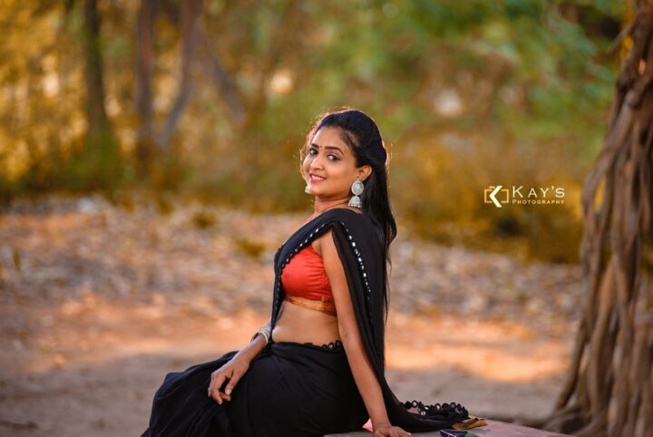 Fatima Mary photoshoot stills in black saree