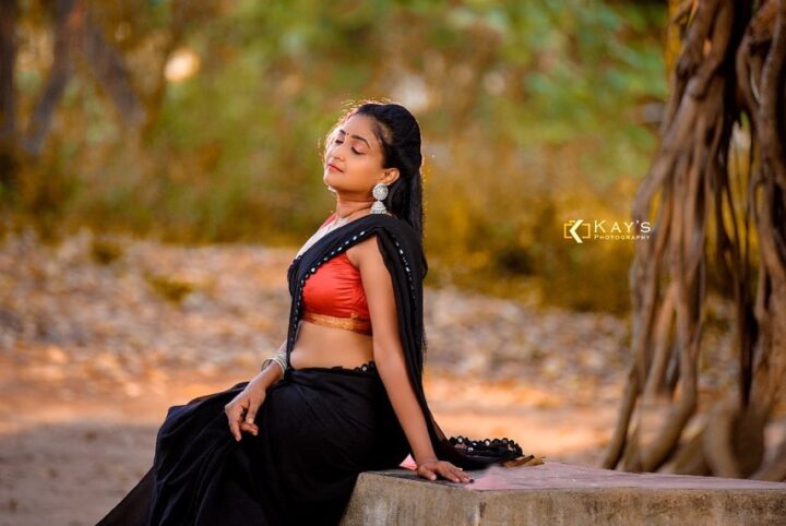 Fatima Mary photoshoot stills in black saree