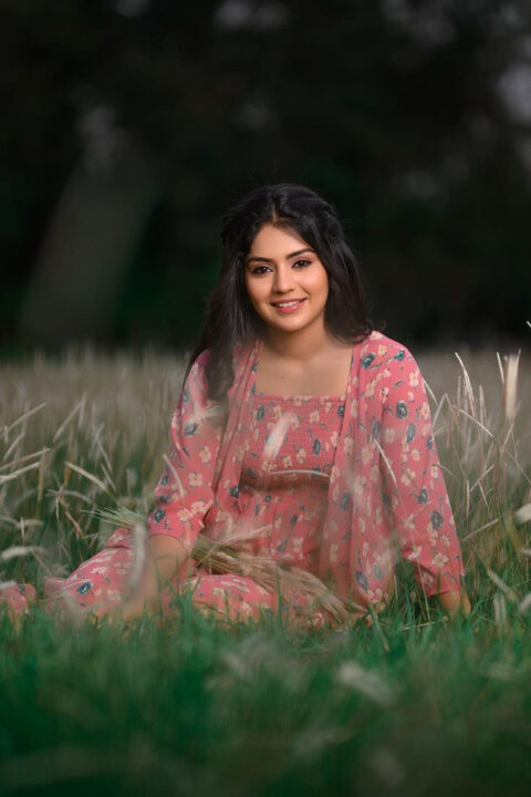 Megha Shetty beautiful stills in floral dress