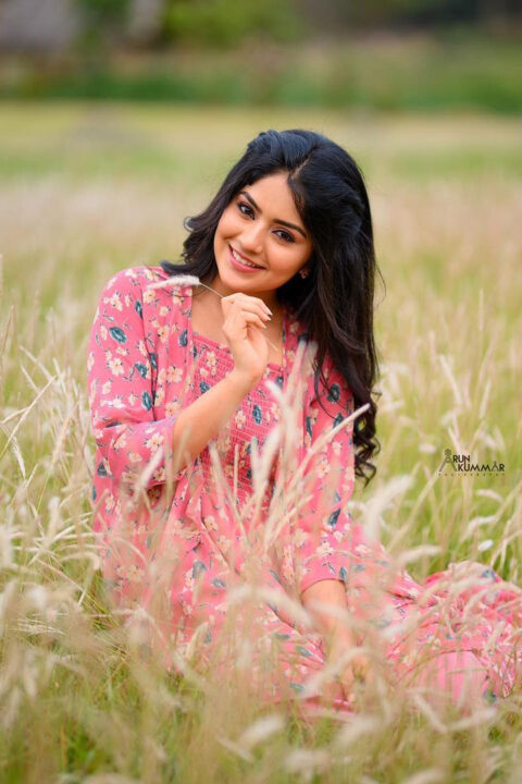 Megha Shetty beautiful stills in floral dress