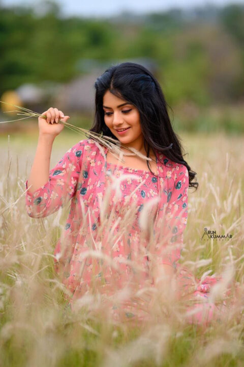 Megha Shetty beautiful stills in floral dress