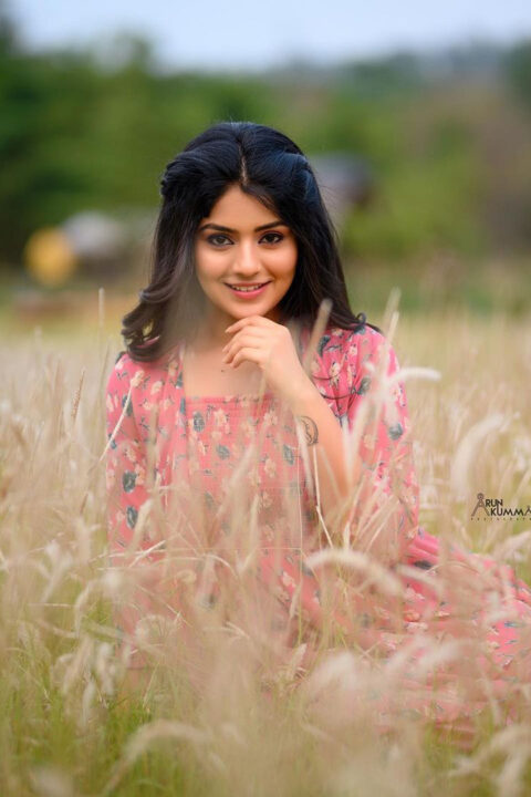 Megha Shetty beautiful stills in floral dress