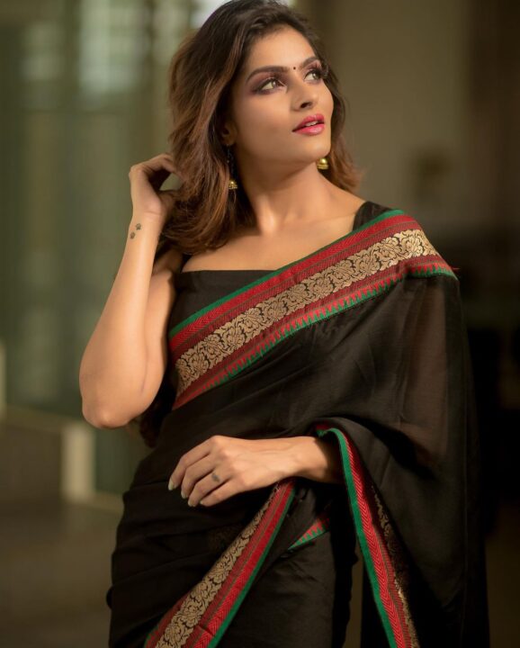 Subalakshmi Rangan in black saree photos