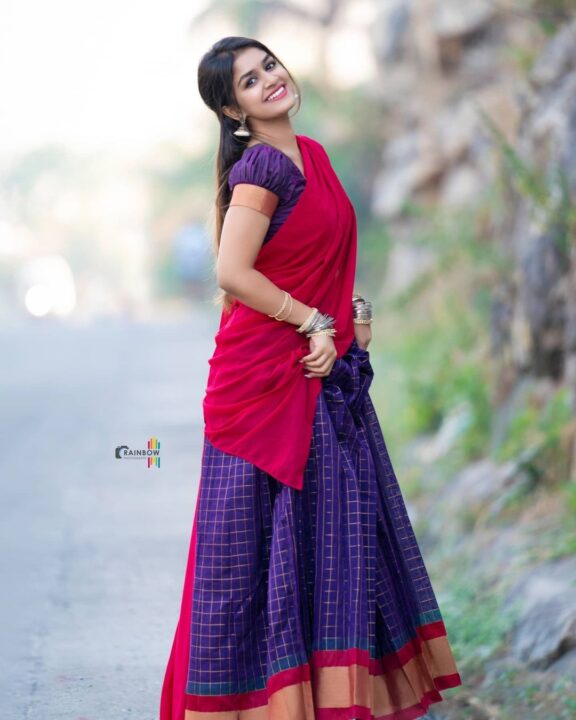 Sanjana Anand beautiful stills in half saree