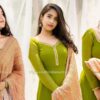 Deepthi Sunaina in green long frock photos