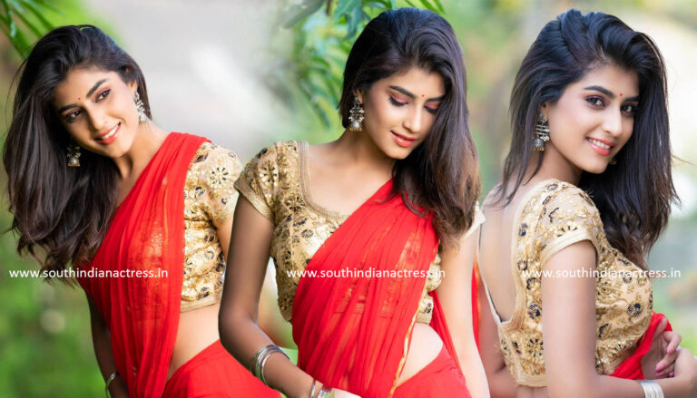 Divya Suresh photoshoot stills in red saree