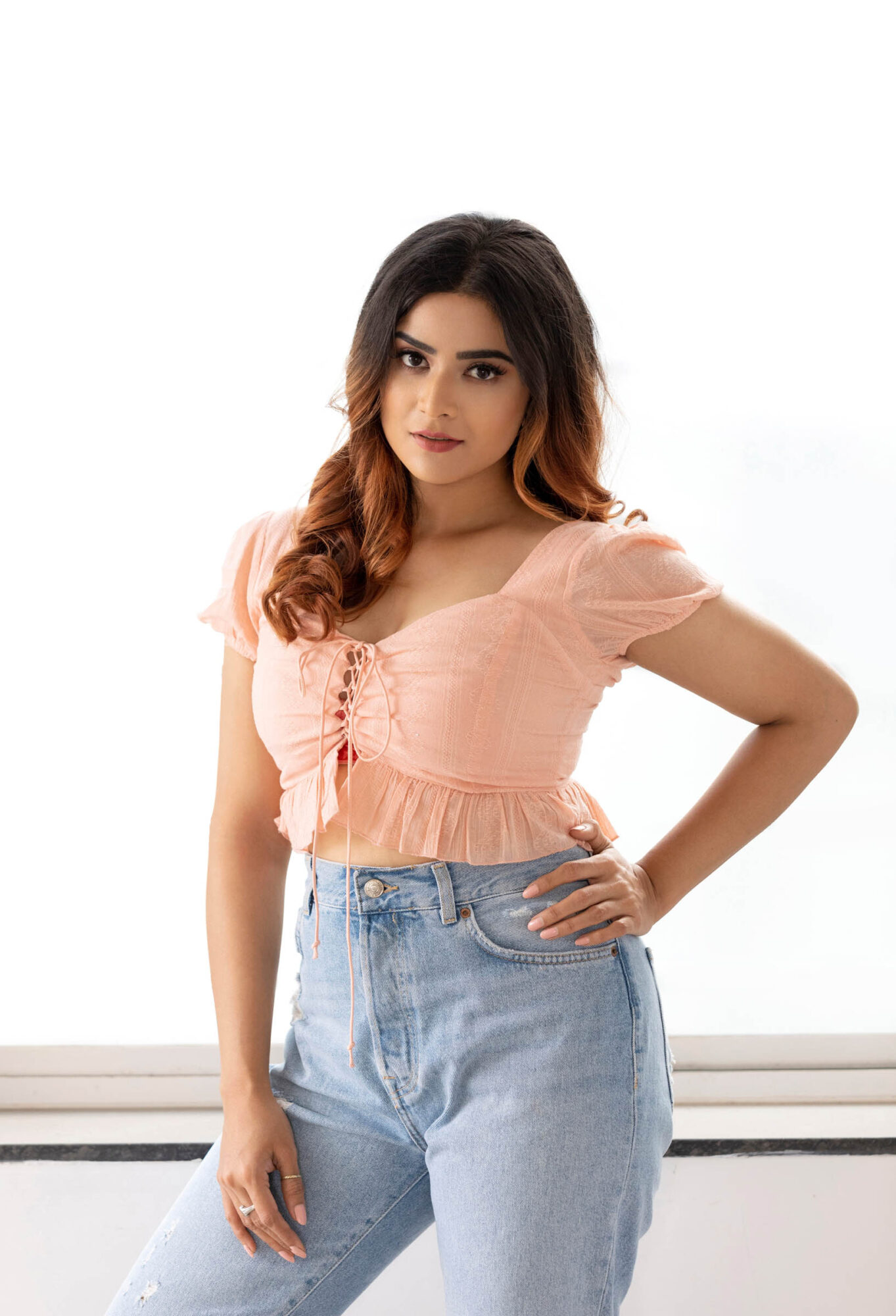 Priyanka Sharma latest HD stills in peach colour top