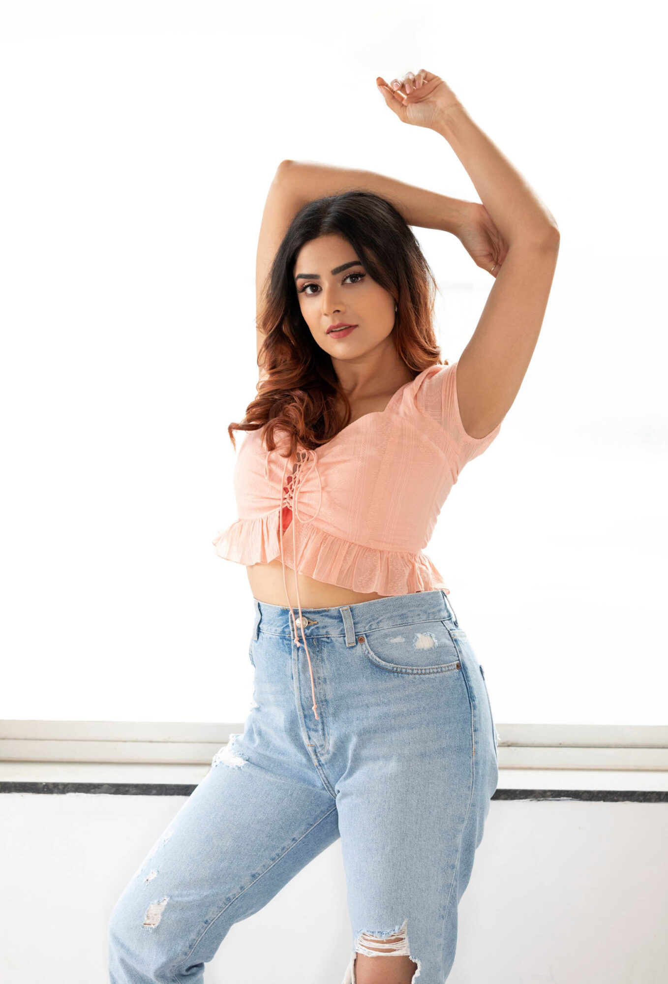 Priyanka Sharma latest HD stills in peach colour top