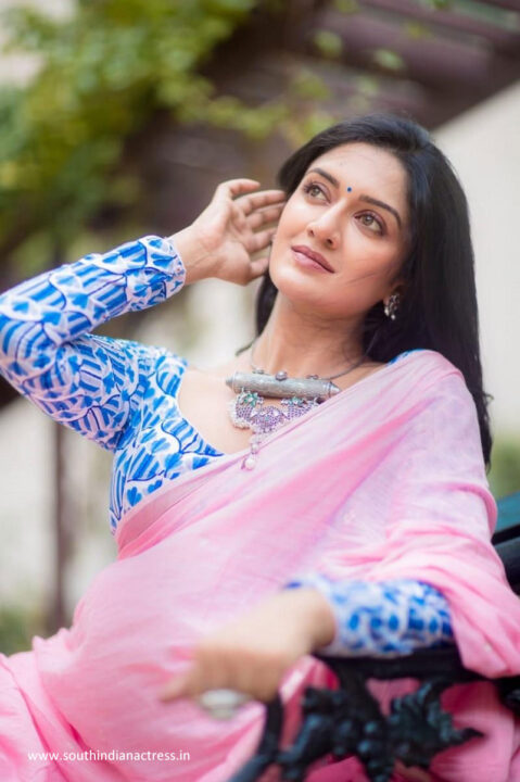 Vimala Raman in Khadi Jamdani saree photos