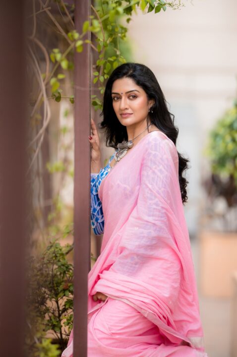 Vimala Raman in Khadi Jamdani saree photos