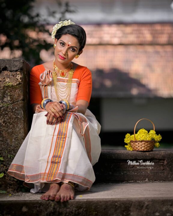 Akhila Pushpangathan in traditional Kerala style photoshoot