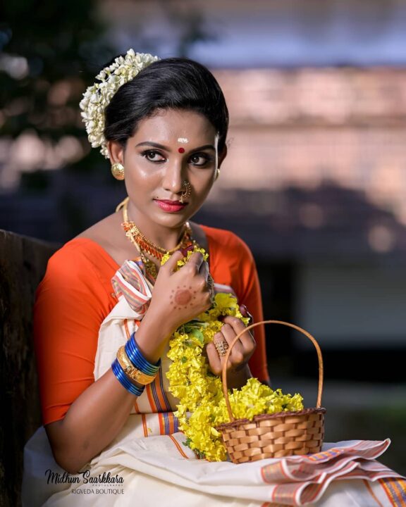 Akhila Pushpangathan in traditional Kerala style photoshoot