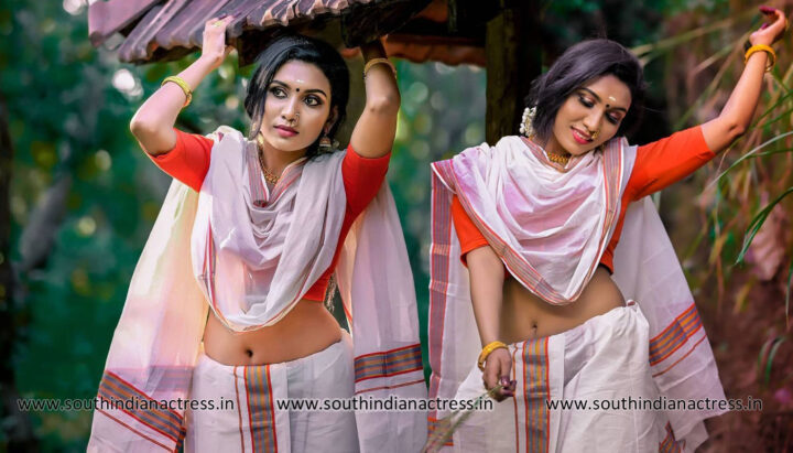 Akhila Pushpangathan in traditional Kerala style photoshoot