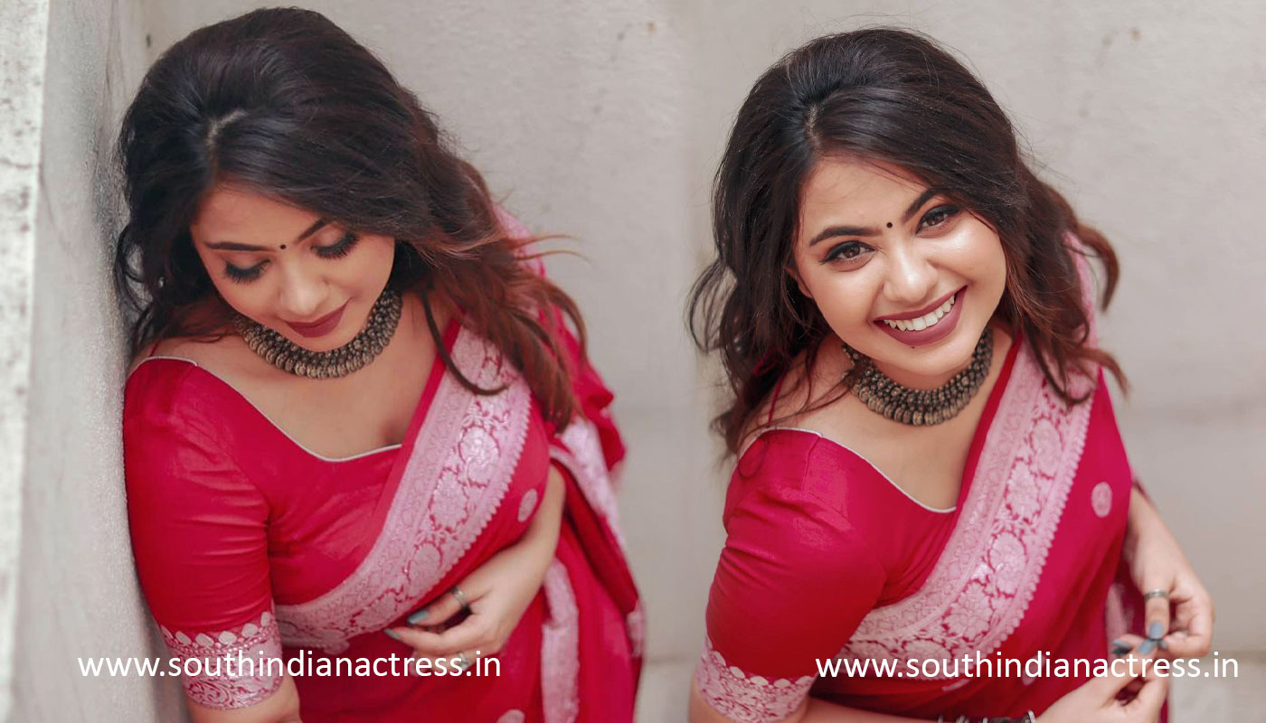 Monica Chinnakotla in pink ethnic saree photos